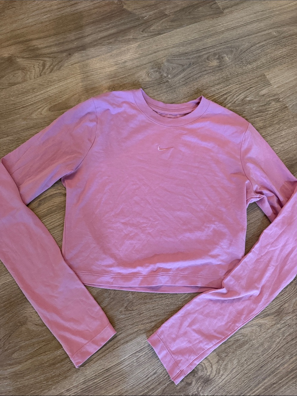 Nike Pink Cropped Long-Sleeve Tee | Small